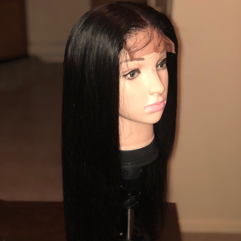 Long handmade black wig